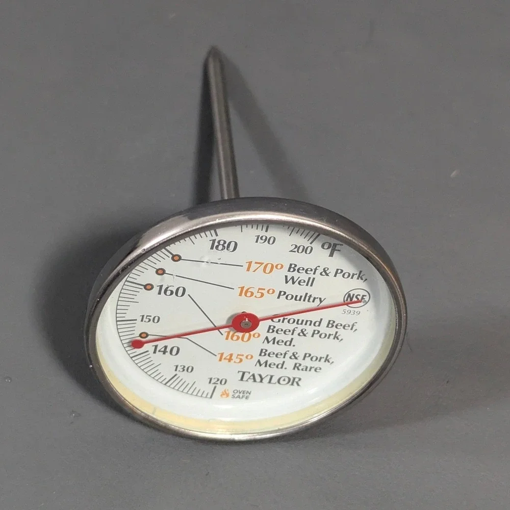 Vintage Taylor 5939 Meat Thermometer Stainless Steel Analog Oven Safe NSF 5 Inch